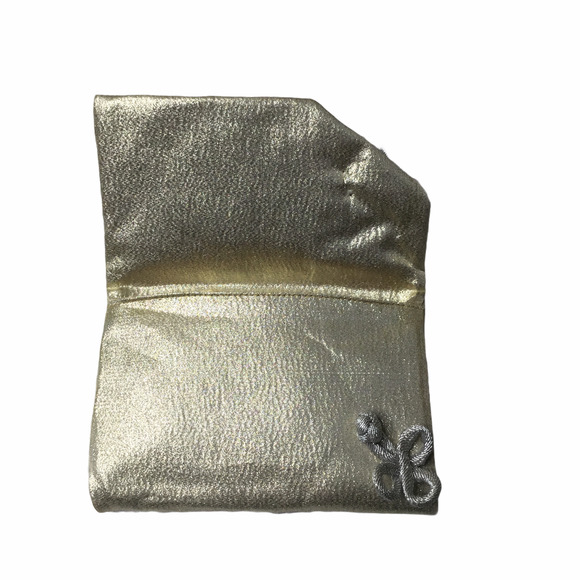 Gold Fabric Clutch Frog Closure - Picture 2 of 4